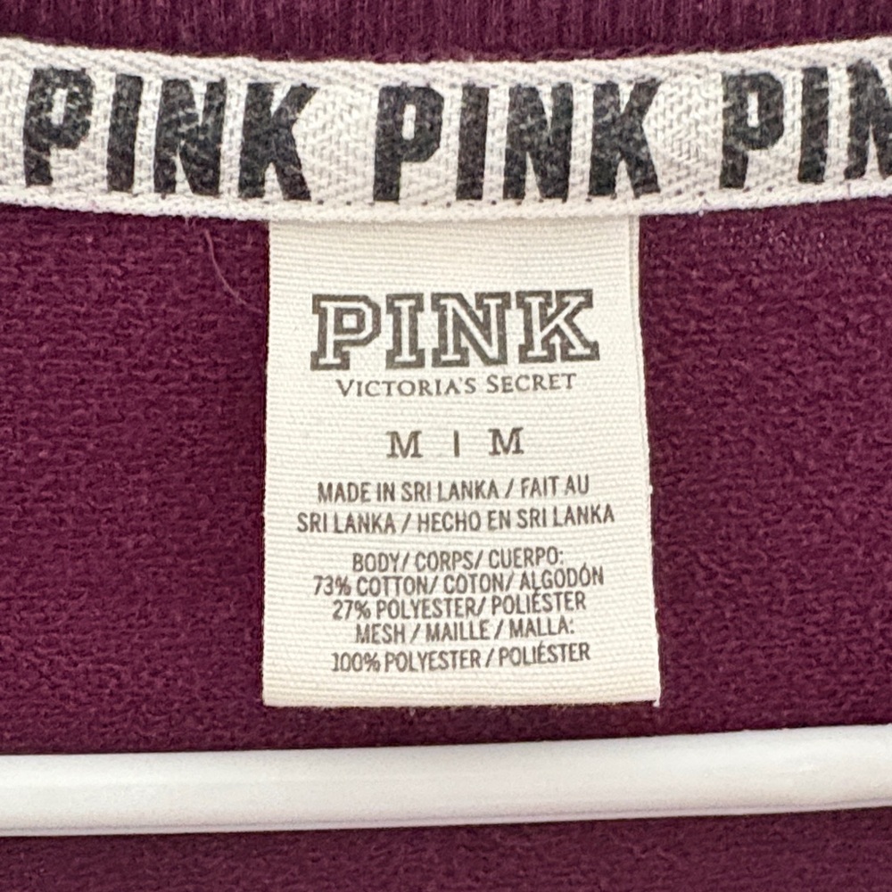 PINK Victoria Secret Maroon/Mesh Sweatshirt - Picture 3 of 7